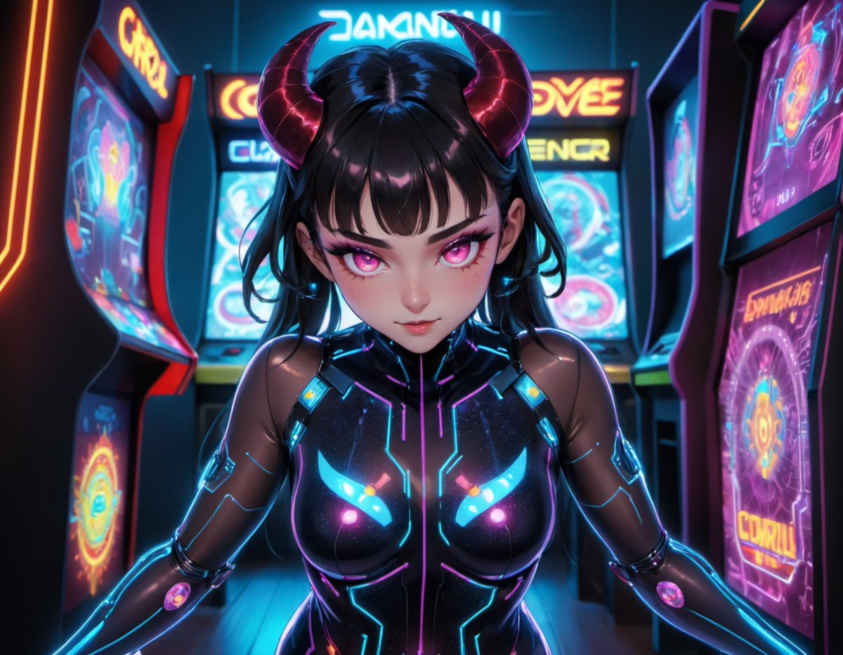 FaunaVelve's tweet photo. Arcade succubus unlocked 👾✨
Glowing eyes, neon suit, and a challenge you can’t refuse.
Would you dare to play her game? 🎮🔥

#AIArt #Succubus #CyberArcade #FantasyArt #DigitalVibes #AIartist https://t.co/jh9QDTLeZK