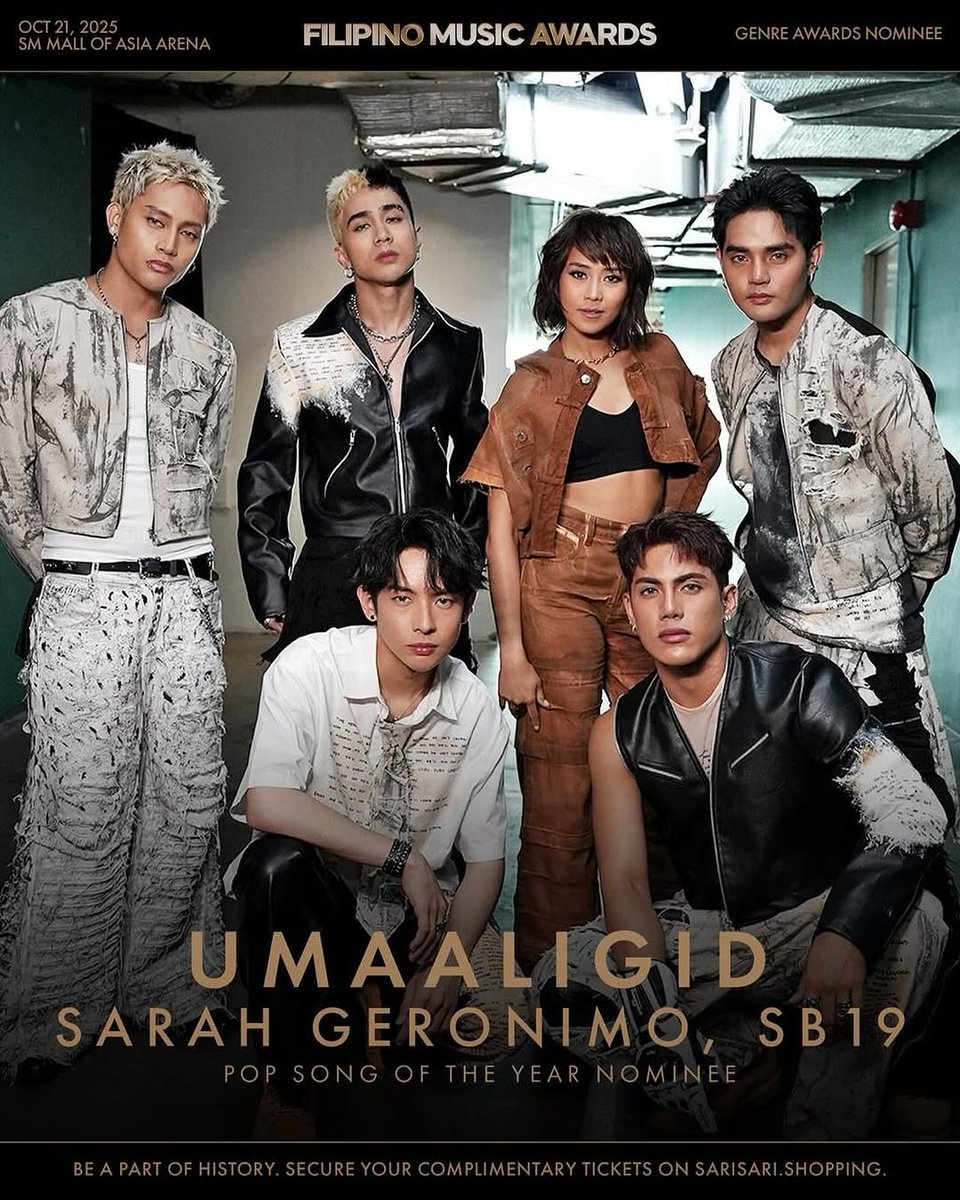 Popsters_PH's tweet photo. “Umaaligid” by Sarah Geronimo and SB19 is  nominated for Pop Song of the Year at the first-ever Filipino Music Awards! 

@JustSarahG @SB19Official @gmusicph
#SarahGeronimo #SB19 #Umaaligid #SarahGeronimoForFMAs #SB19ForFMAs #FilipinoMusicAwards #FMAs https://t.co/0sTByt1qzW