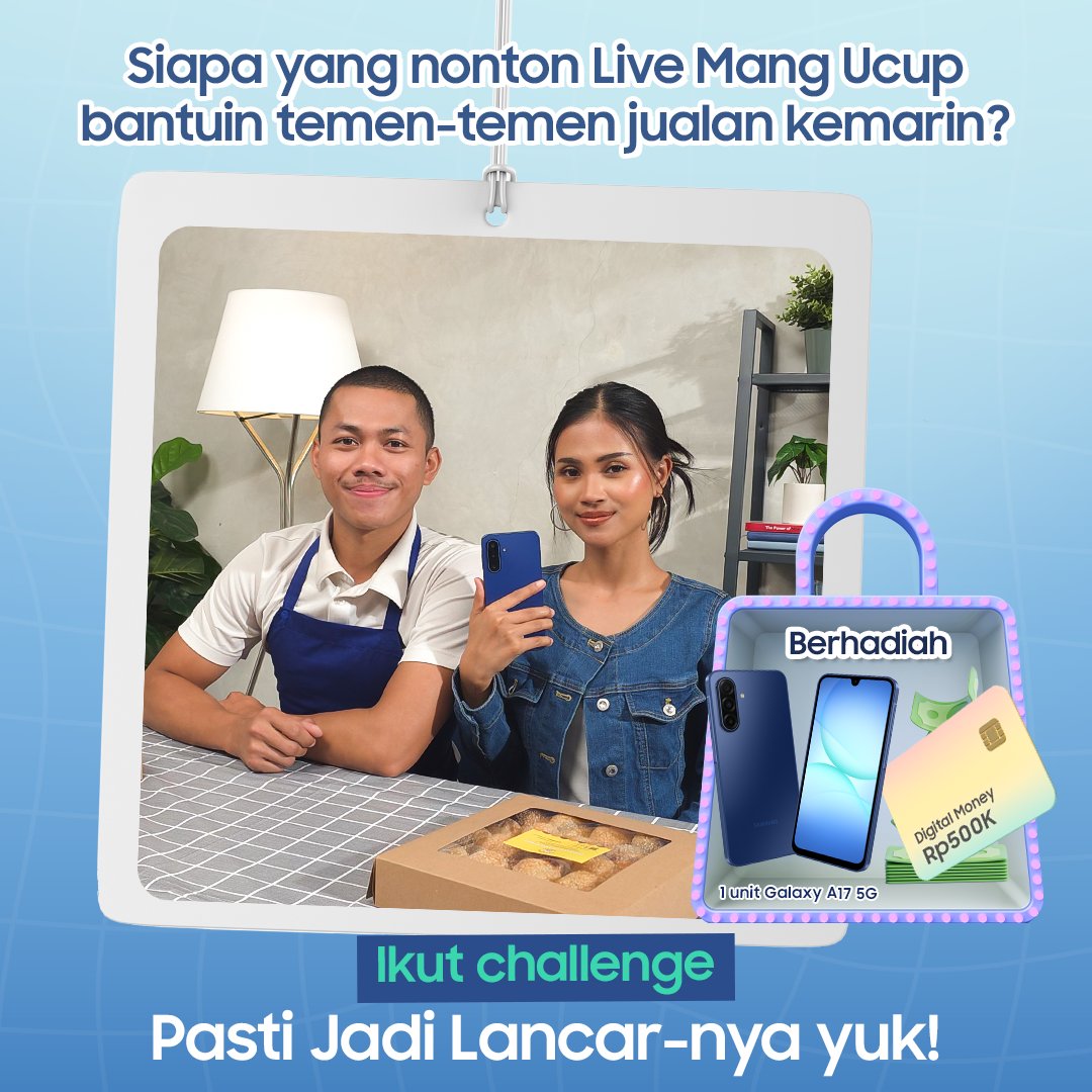 samsungID's tweet photo. Ikut challenge-nya &amp; menangkan #GalaxyA17 5G atau uang digital 500K! 🎁

✅Download template nya https://t.co/dZpprAyS8M 
✅Capture reaksi paling kreatif kamu
✅Upload ke TikTok atau X dengan hashtag #GalaxyA17 5G, #BuyarVSLancar #PastiJadiLancar

Ditunggu hingga 16 Oktober ya! https://t.co/tFnJGFLLGc