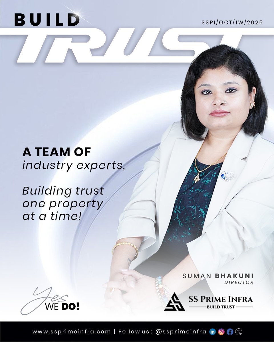 ssprimeinfra's tweet image. Trust is the foundation of every success story — and at SS Prime Infra, we live by it every day. 💡

#SSPrimeInfra #BuildTrust #PropertySolutions #RealEstateExperts