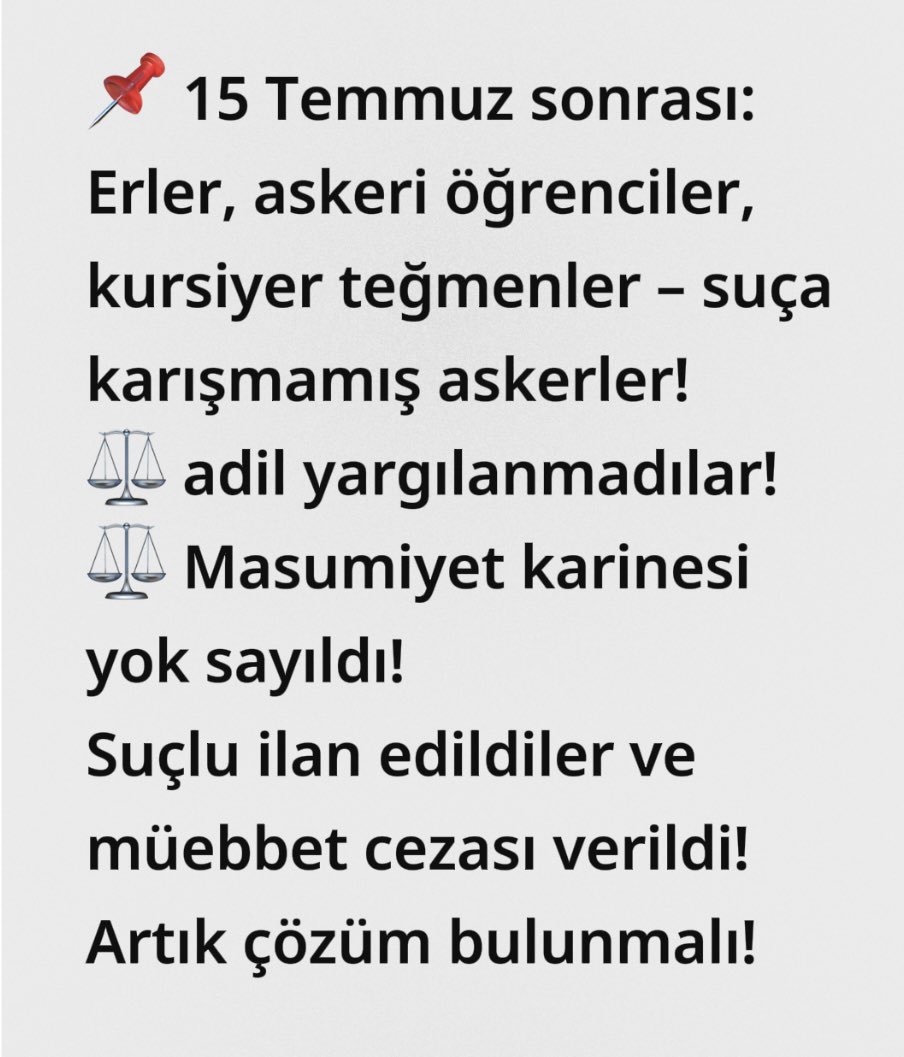 SevincCakir8's tweet image. Askeri öğrencileri, kursiyer teğmenleri, 
erleri müebbet yatıranlara soruyoruz:
⚖️ Gücünüz çocuklara mı yetiyor?

Bu nasıl bir adalet? 

#HangiVicdanaSığar 
@karagozilker @nowhaber