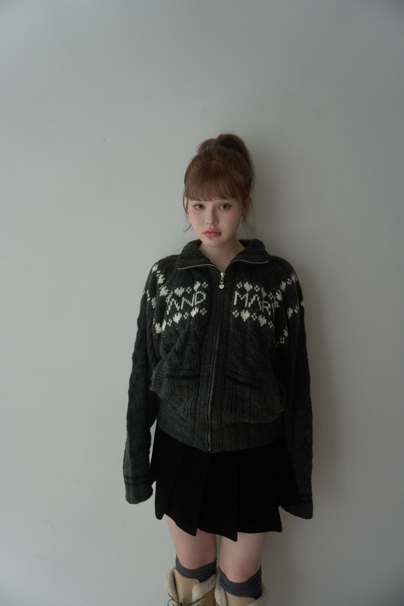 andmary Mary knit cowichan gray グレー グレー ANDMARY Mary knit