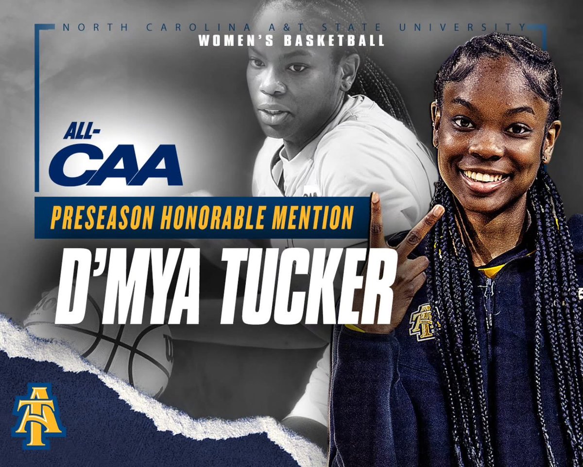 Congratulations to women’s basketball’s D’Mya Tucker on being named 2025-26 preseason All-CAA honorable mention team!

#AggieWBB💙💛  #Commit2Grit #WeAboveMe #LevelUp #BeUncommon