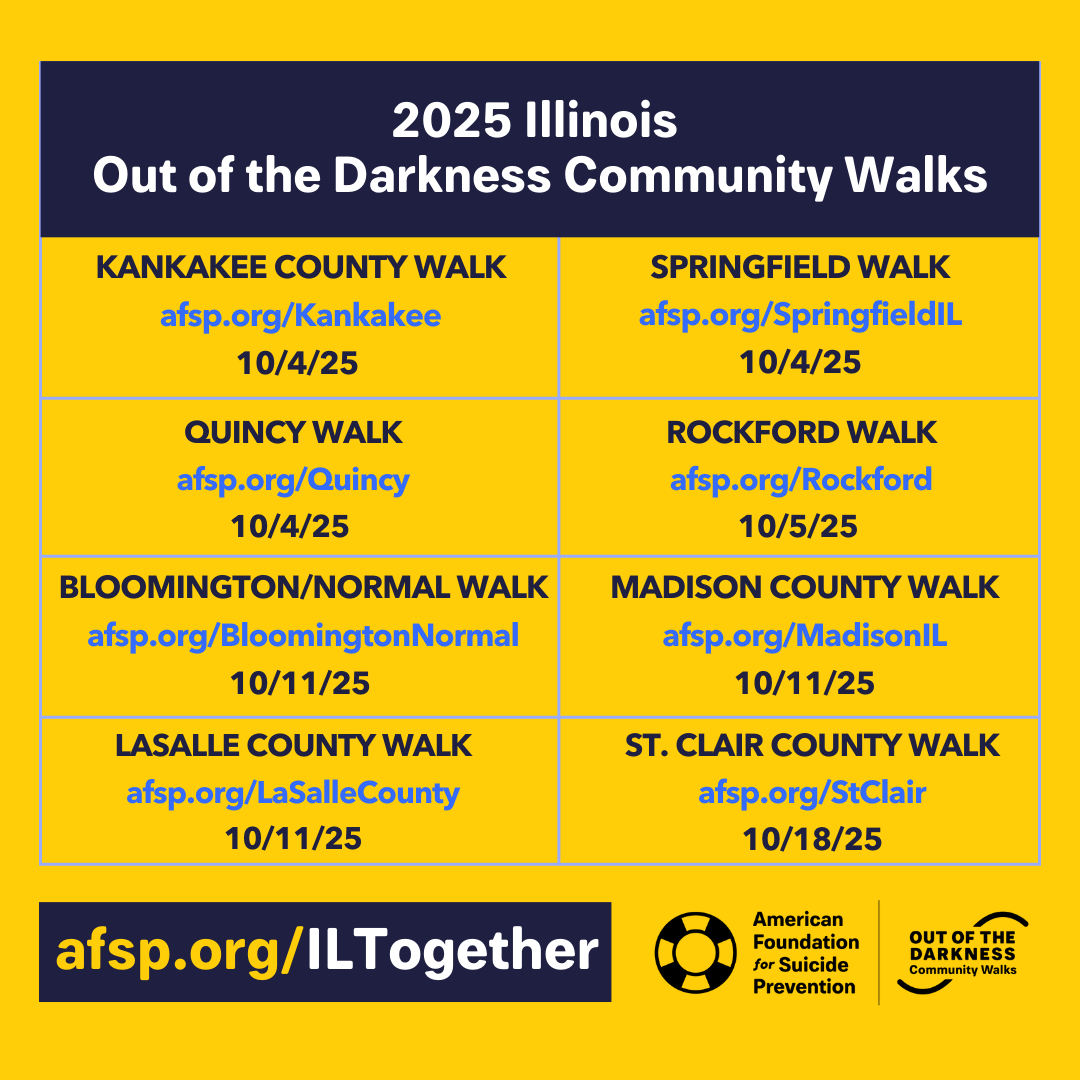 AFSPChicago's tweet image. The path ahead is paved with opportunity. We're about halfway through our Community Walks season and looking forward to the next steps along our journey. 👟

Come #WalkWithUs at an event in your area and be part of a community that cares. Sign up now: afsp.org/ILtogether