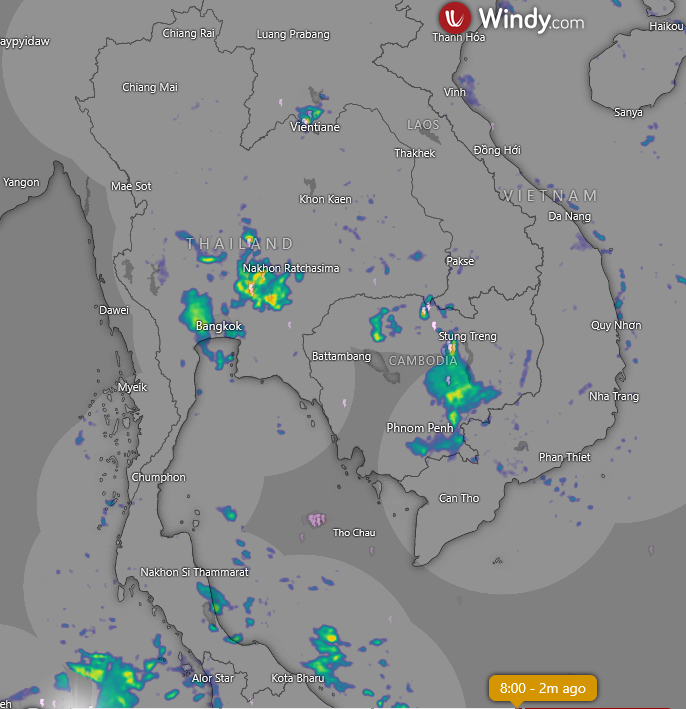 HelmutDuerrast's tweet image. 03 Oct 25 08:00
RAIN (blue-green-yellow-red=higher intensity) for #Thailand #Bangkok and region; windy.com with RAIN radar from TMD.go.th       

&amp;gt;Enhanced #SWMonsoon    
&amp;gt;Some RAIN over Thailand      
&amp;gt;Later in the day more RAIN might come