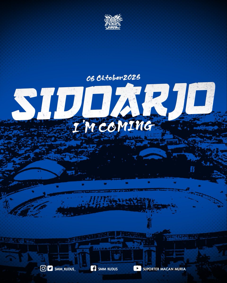𝑺𝑰𝑫𝑶𝑨𝑹𝑱𝑶 𝑰’𝑴 𝑪𝑶𝑴𝑰𝑵𝑮 🙌🏻
Kulonuwun masyarakat Sidoarjo dan sekitarnya serta elemen suporter Sidoarjo, mohon izin untuk berkunjung 🫱🏻‍🫲🏽

#suportermacanmuria