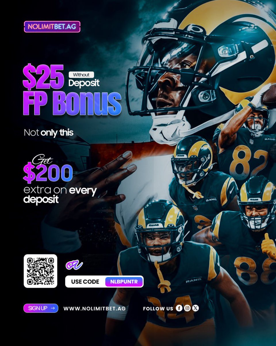 PunterHQx's tweet photo. 🏈 Get in the game with NoLimitBet!
🔥 Claim your $25 Free Play Bonus – No Deposit Needed!
💰 Plus, score up to $200 extra on every deposit!

👉 Sign up now athttps://www.nolimitbet.ag/?aff=NLBPUNTR
🎯 Use Code: NLBPUNTR

#NFL #SportsBetting #NoLimitBet #FootballBonus #GameDay #BetSmart