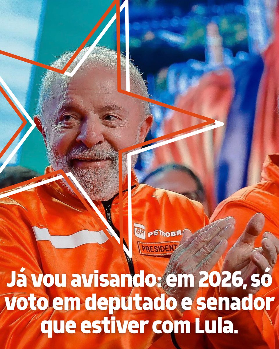 Já vou avisando: em 2026, só voto em deputado e senador que estiver com Lula. Tá valendo!