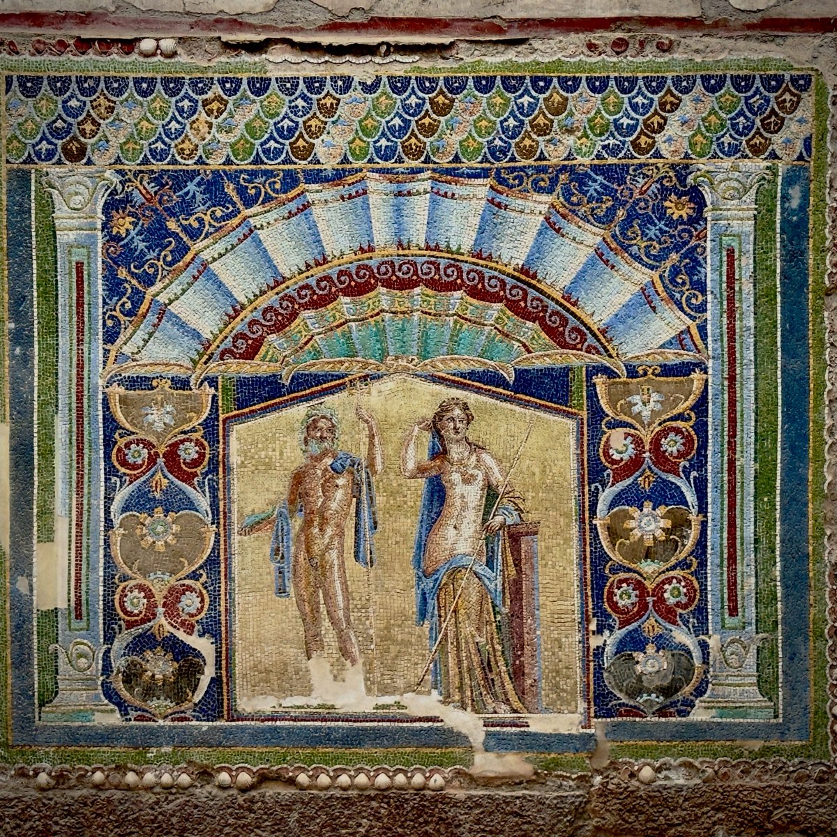 “Neptune and Amphitrite” The House of Neptune and Amphitrite, in the ancient Roman city of Herculaneum, one of the most eloquent and intact mosaics preserved after the eruption of Mount Vesuvius in AD 79. #MyVikingStory #Herculaneum #ThrowbackThursday #Throwback #fujifilm