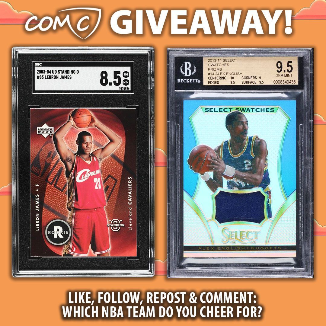💥 COMC #NBA GIVEAWAY! 💥 Like, follow, repost, and COMMENT: Which <a href="/NBA/">NBA</a> team do you cheer for? 🏀 You could win one of these two prize cards! Winners will be chosen randomly and must have a COMC account.