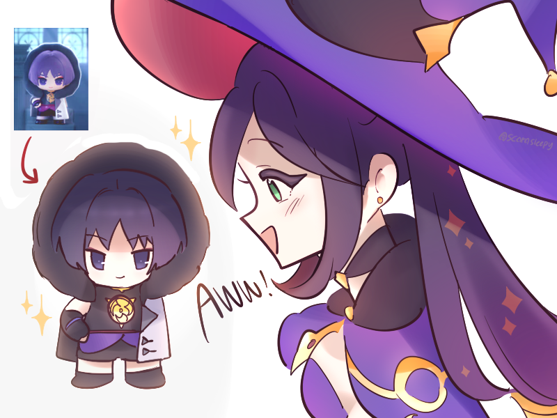 mona discovers smolmouche. thing i drew at 3 am #scaramona