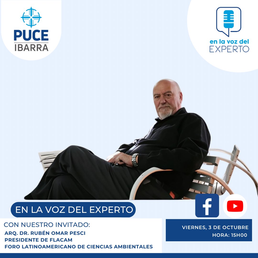 ¡No te pierdas una nueva entrevista en nuestro segmento “En la voz del experto”! 🎤✨

Este viernes 03  de Octubre, tendremos al Arq.Dr. Rubén Omar Pesci , presidente de FLACAM  quien será conferencista en el IX Congreso EARQ organizado por la #PUCEI

¡Te esperamos! 🗓️ 

#pucei