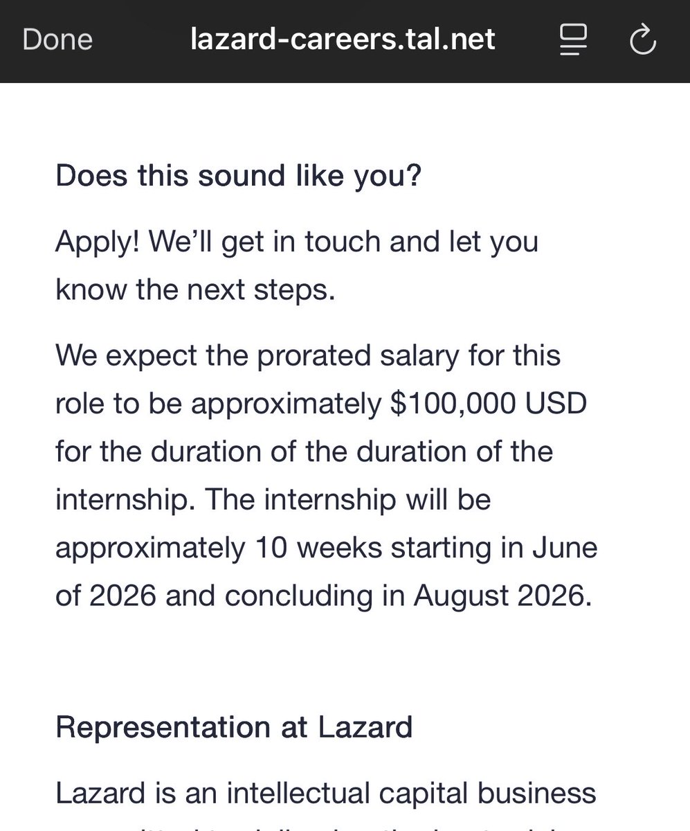 AI fever got finance bros paying $100K for a 10-WEEK internship at Lazard's Data Analytics Group. That's $40K/month to 'stay on top of AI'. 

Want to hear what full time employees feel about this.