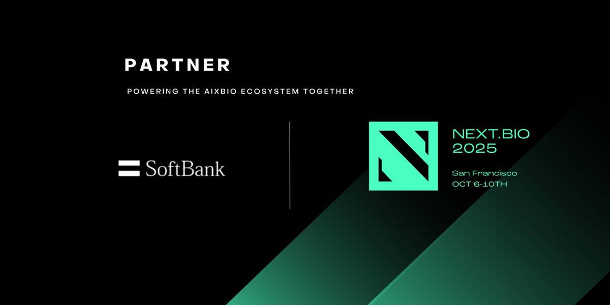 nextsequencevc's tweet image. Welcome Softbank as our #NEXTBIO2025 Partner! 🎉 Together we're empowering the next wave of founders building a future powered by AI and Biology. #NEXTBIO2025