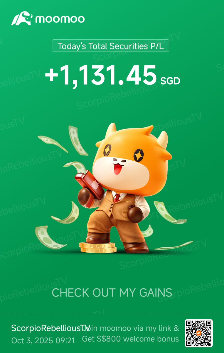 Scorpio__J's tweet photo. Another day of $1131.45 #trading profit on #moomoo https://t.co/wxUX5ksLh8