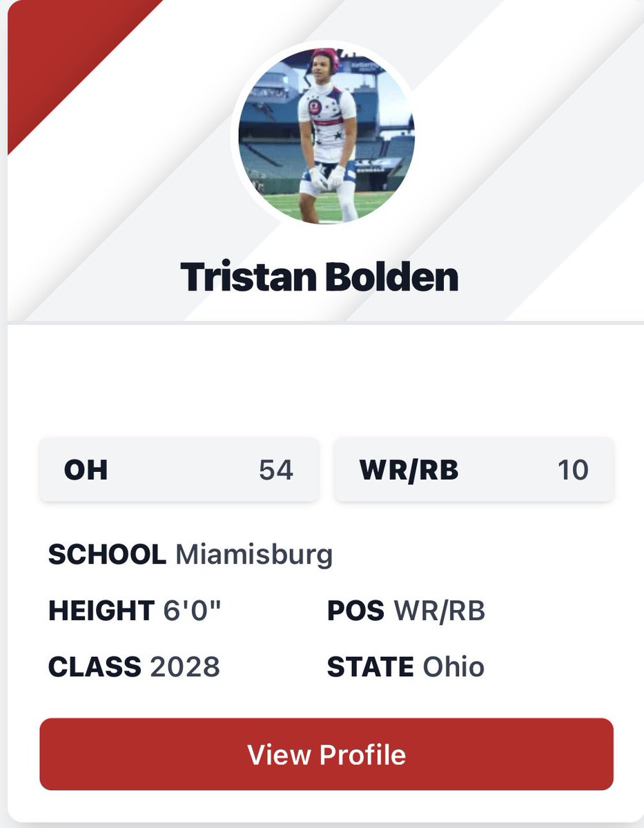 Blessed to be ranked #10 Wr, in Ohio thank you <a href="/PrepRedzone/">Prep Redzone 🏈</a> <a href="/OHPrepVarsity/">OH Prep Varsity</a> .
<a href="/ACruse15/">Andy Cruse</a> <a href="/CoachDreAllen26/">Andre Allen</a> <a href="/CoachFlemWR/">RJ Fleming</a> <a href="/Bryan_Ault/">Bryan Ault - Midwest Scout</a> <a href="/Renegade937OHIO/">Matt Muncy</a> <a href="/CoachShanahan_/">Mike Shanahan</a> <a href="/CoachBHumbert/">Brock Humbert</a> <a href="/BruceSJohnson/">Bruce S Johnson</a> <a href="/mickdwalker/">Mick Walker</a> <a href="/THE_OhioPlayers/">THE Ohio Players</a>