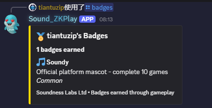 tiantujj's tweet photo. 刚获得了我的第一个badge！🎉 感谢 @SoundnessLabs 的支持！ #SoundZKP #Badge #Gaming https://t.co/AdtF7bYeAO