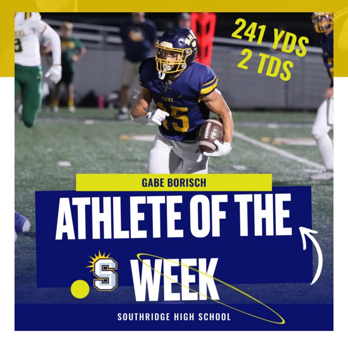 Blessed to be named athlete of the week!! Only halfway done 💪
<a href="/FootballSuns/">Southridge Suns Football</a> <a href="/Matt_Johnson37/">Matt Johnson</a> 
<a href="/NickFarman55/">Nick Farman M.S.</a>