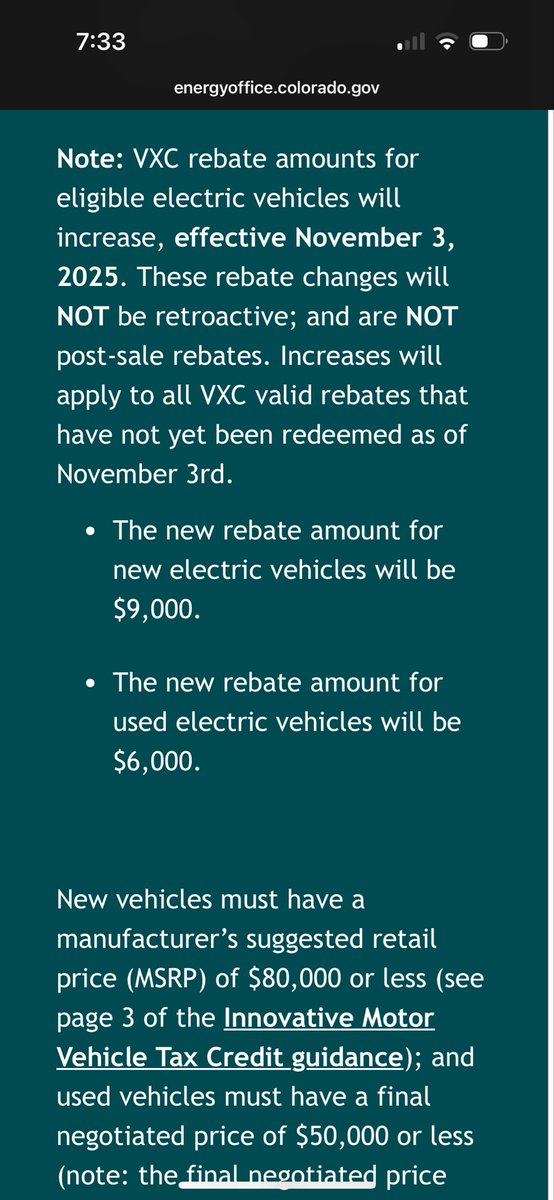 GeorgePan2's tweet photo. @SawyerMerritt  Colorado just increased rebate for Vehicle exchange and can be stacked with the existing $3500 https://t.co/MyquvVcI5p