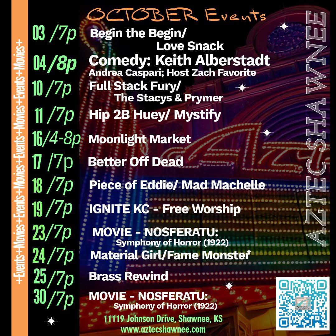 AztecShawnee's tweet image. Welcome to October as we add even more events to the calendar!
🍁💀👻🎃 aztecshawnee.com
#playlocal #shawneeks
