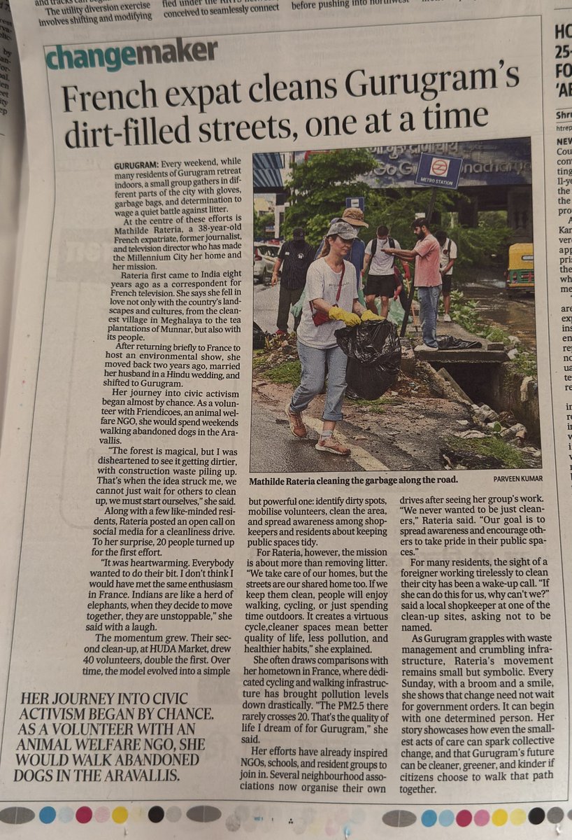 Every weekend, while many step back to rest, one #woman and her tribe of #changemakers step forward to reclaim #Gurugram’s streets. 🌍✨

At the heart of this quiet #revolution is Mathilde Rateria, a #French journalist-turned-resident who chose the #Millennium City as her