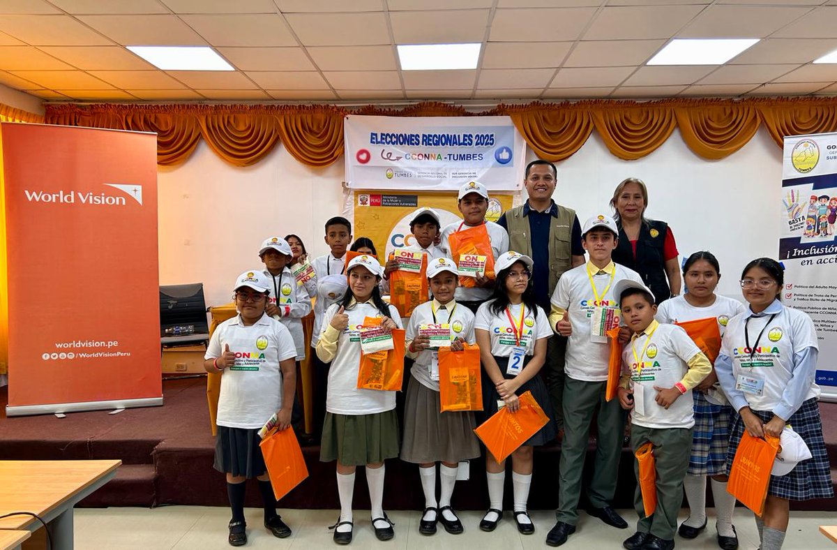 #TUMBES | En alianza con el Gobierno Regional, desarrollamos las elecciones del CCONNA Regional 2025 – 2027, donde niñas, niños y adolescentes eligieron a sus representantes para seguir impulsando su voz en la defensa y promoción de sus derechos.