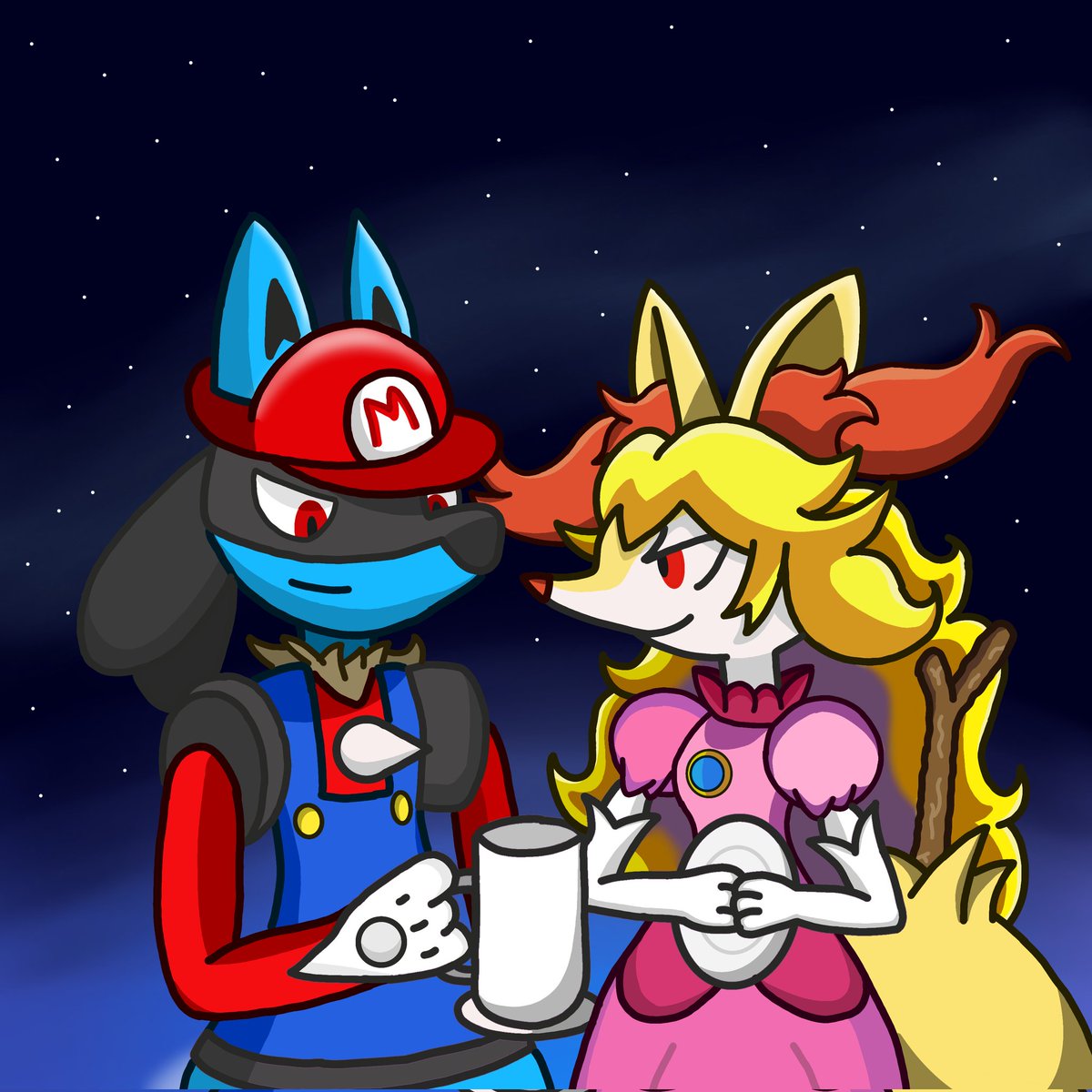 A drawing to celebrate the release of Super Mario Galaxy 1+2! With my two favorite Pokémon. 🍄🌌🎉

¡Un dibujo para celebrar el lanzamiento de Super Mario Galaxy 1+2! Con mis dos Pokémon favoritos. 🍄🌌🎉

#SuperMarioGalaxy #SuperMarioGalaxy2 #Lucario #Braixen