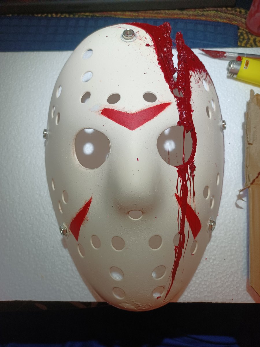 __MrDeath__'s tweet photo. Hey Jason Fans! Created a custom Friday the 13th mask and I think it looks pretty cool! #FridayThe13th #JasonVoorhees #horror #slashermovies https://t.co/AgBSuuYnhz