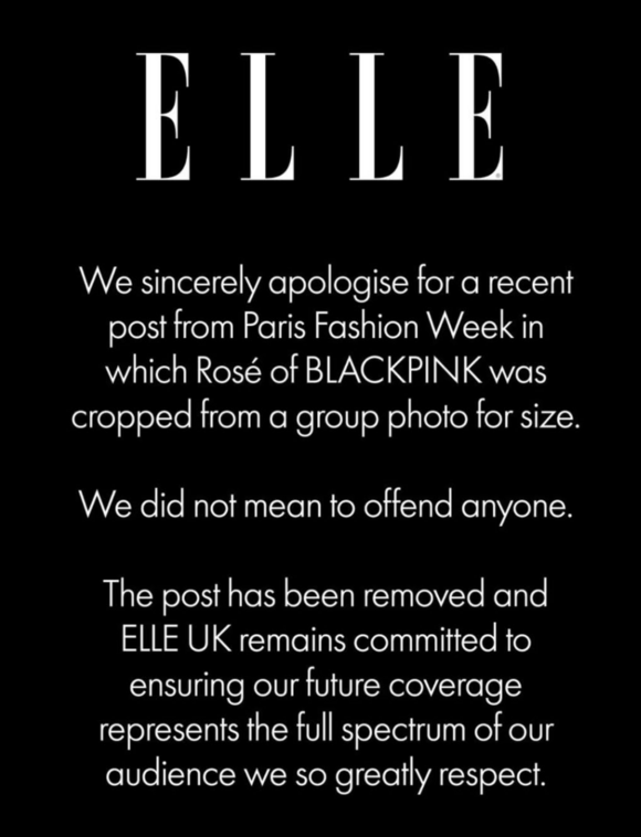 Kpop_Herald's tweet photo. .@ELLEUK has apologized after controversy over a group photo that cropped out @numberoneHQ. The original post showed Hailey Bieber, Zoë Kravitz and Charlie XCX at the Saint Laurent 2026 S/S Women’s Collection in Paris, while #Rosé was not included. #ElleUK has since deleted the post and shared a solo photo of #Rosé.
Photo credit: Elle UK's Instagram account
#Rosé #YSL #SaintLaurent #ROSÉxSaintLaurent #SAINTLAURENTSS26