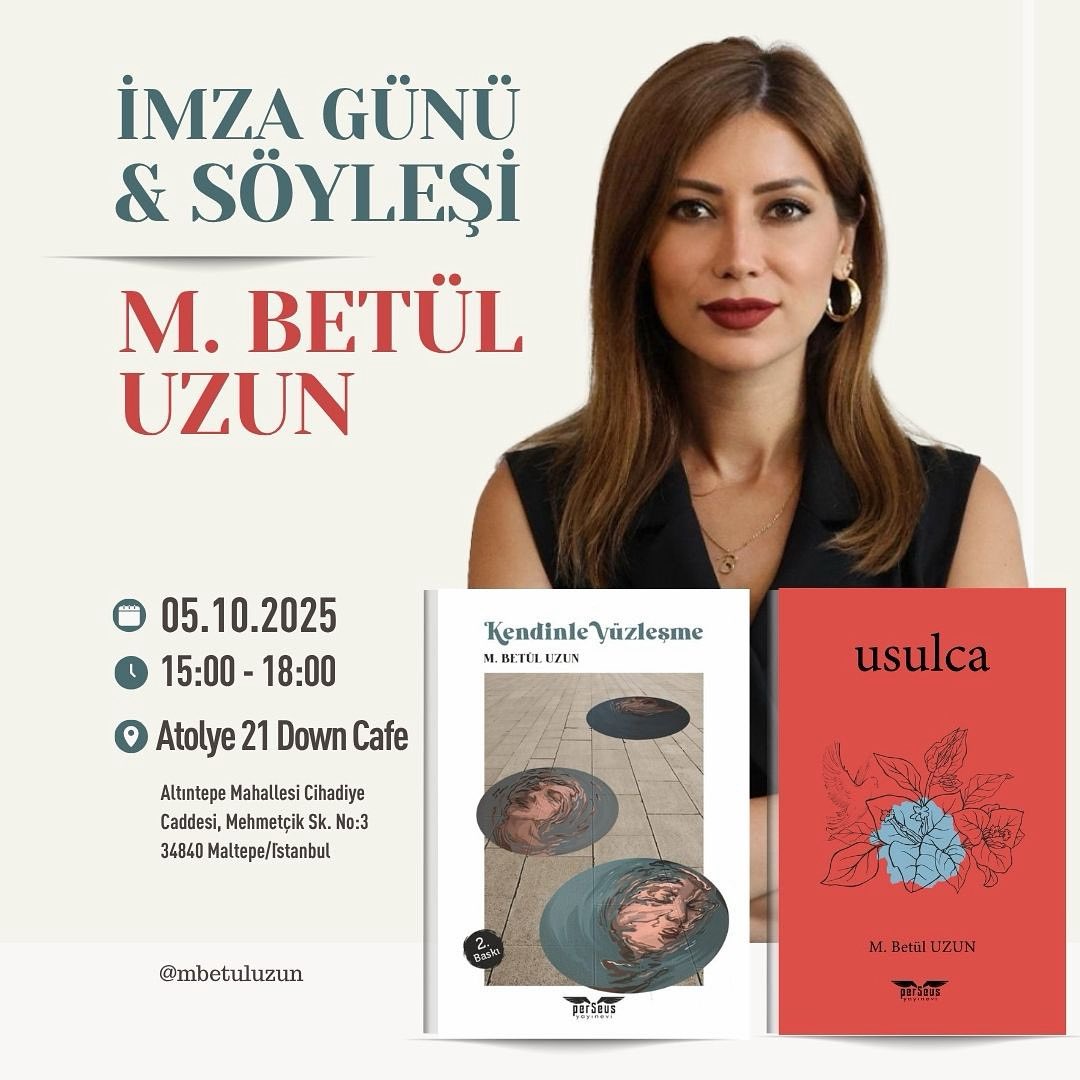 mbetuluzun's tweet photo. ✨ Eveeet 5 Ekim Pazar günü, Atölye 21 Down Cafe’de buluşalım mı?
📚 “Kendinle Yüzleşme” ve “Usulca” kitaplarım için hem söyleşi hem de imza günümü yapıyoruz.
Hepinizi bekliyorum…💙
#KendinleYüzleşme #Usulca #kitap #mbetuluzun #yazar #imzaGünü #Söyleşi #cuma #günaydın https://t.co/SogJc1k7tE