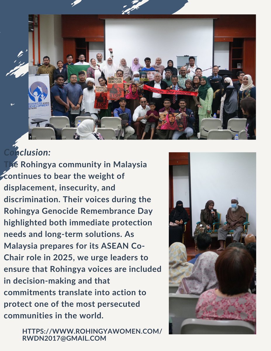 "In Malaysia, Rohingya voices at the 1st Genocide Remembrance Day called for safety in Arakan, end to genocide, dignity in Malaysia &amp; a future beyond refugee life. ✊🏽 

#Rohingya #ASEAN2025 #Malaysia #RohingyaGenocide