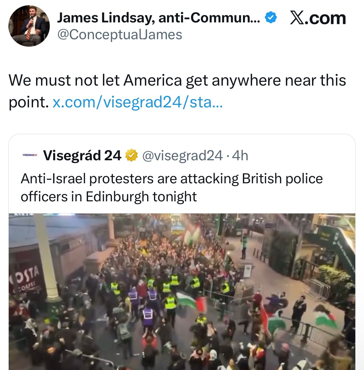 America had Blacks rioting against whites in 2020 and Hispanics rioting against ICE this year but riots against Israel, a foreign country, is what would be our breaking point?!
