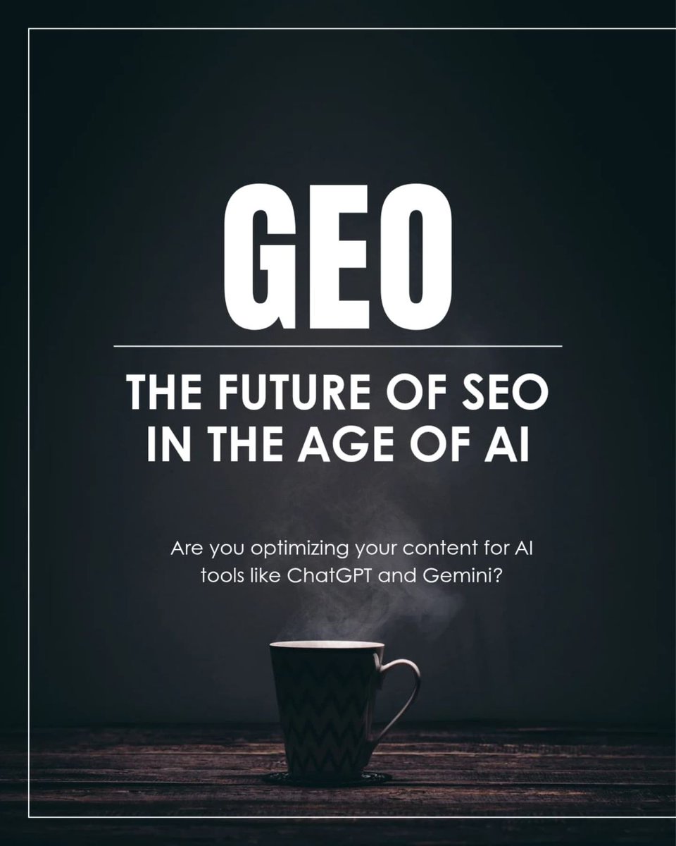 Markjoe3040's tweet photo. Most know about SEO, but few talk about GEO — the secret to more visibility &amp; sales. 

GEO = being found in local searches + AI tools (ChatGPT, Siri, Google AI).
More visibility → more traffic → more sales.

#SEO #GEO #MarketingTips #AI #LocalSEO https://t.co/oQhQMwubwo
