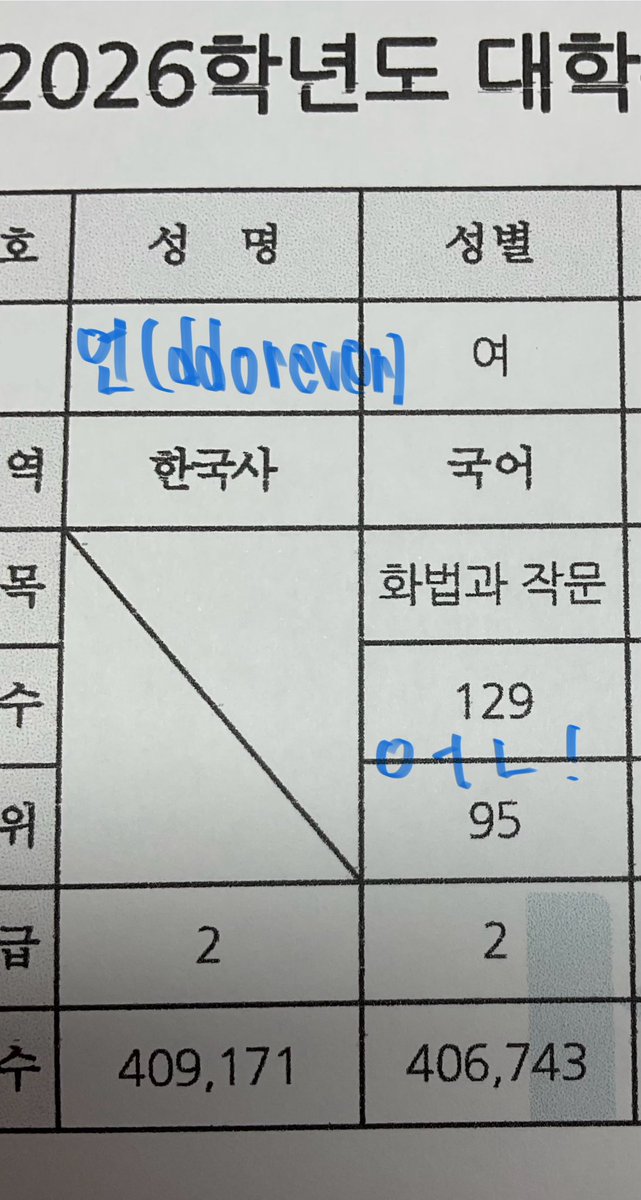 ddorever's tweet photo. 요번 9모 성적도 함께 첨부합니다! 1점 차이로 2등급이지만...🥹 https://t.co/kTWKr1IdgX
