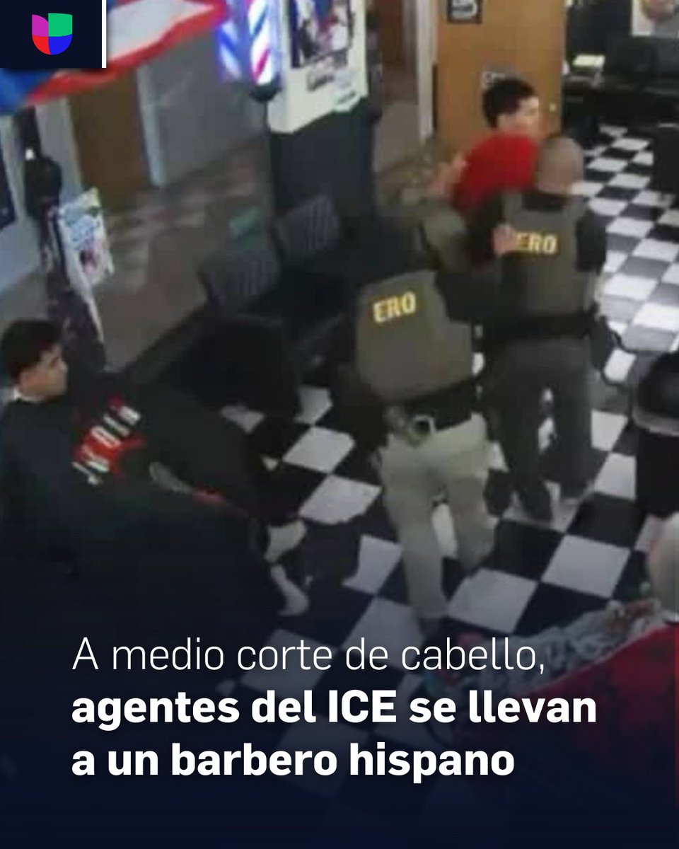 Ocurrió en Stay Faded Barbershop a principios de septiembre. Las cámaras de seguridad captan el desconcierto del hispano, de 24 años, al ser sacado de la instalación. ¿A dónde fue enviado y qué reclama su familia? uni.vi/8j73106nmWQ