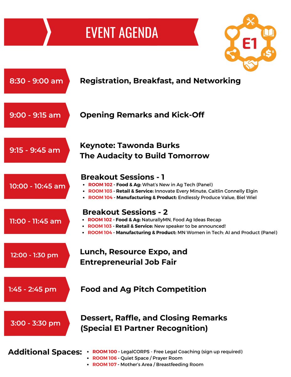 Peep the schedule for the 2025 E1 Summit and Expo!
mailchi.mp/ignitemn.org/p…

Then get your tickets...
luma.com/78dj4vb7

#E1Ecosystem #EntrepreneurResources #SEMinnesota #StartupSupport