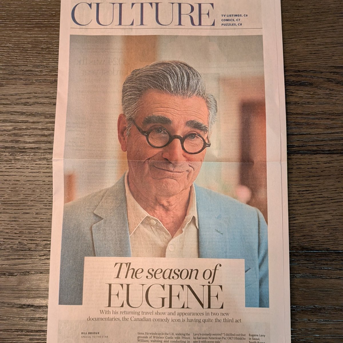 Happy to be back in the Culture section of @thetorontostar Thurs with a feature on #thereluctanttraveler himself, Eugene Levy. See him with prince William in London on <a href="/AppleTV/">Apple TV</a>+; hear our full conversation this week on brioux.tv: the podcast tinyurl.com/mt9xe24w