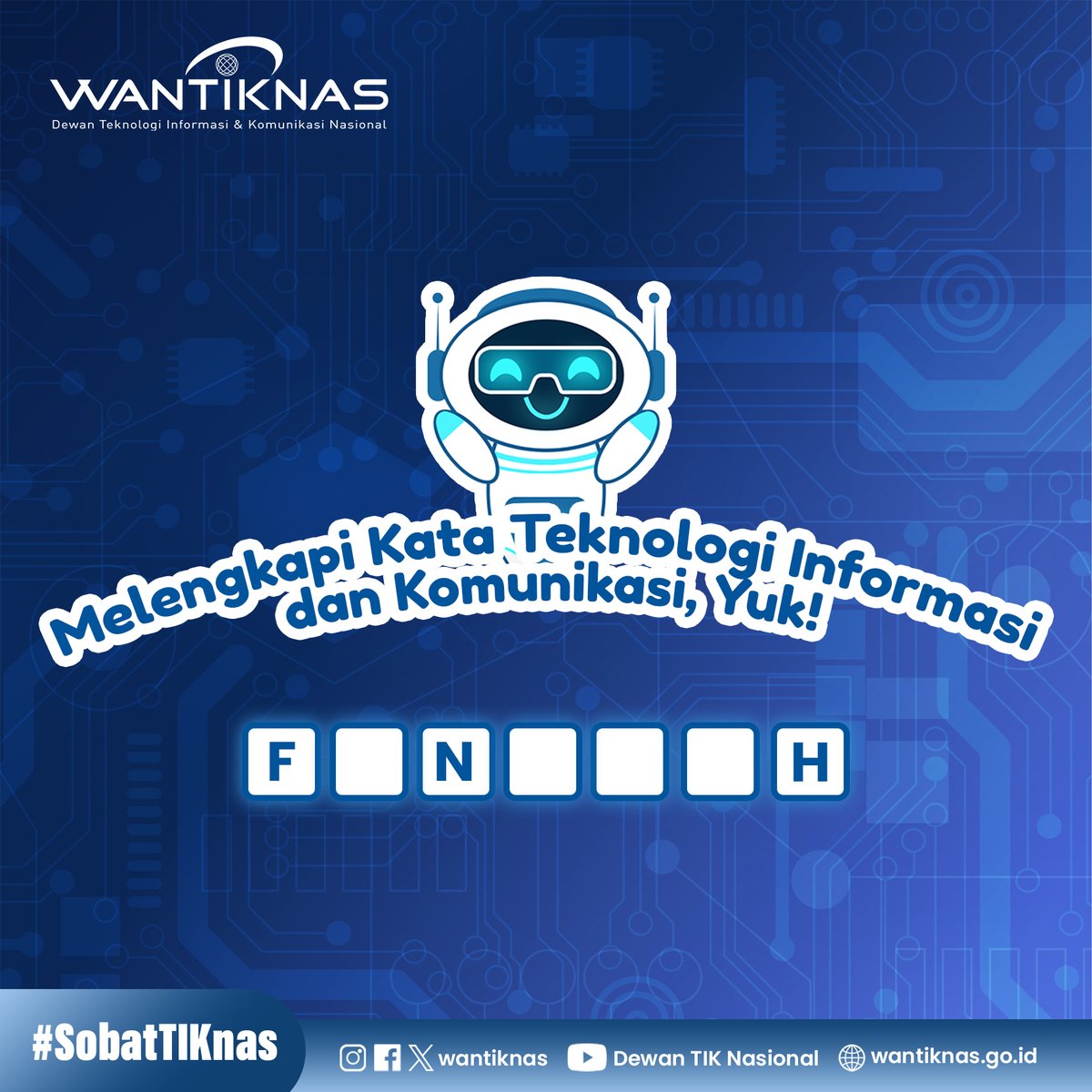 Hallo #SobatTIKNas, permainan lengkapi kata balik lagi ni. Ikut permainan bareng MinTIK, yuk, Sob!  Caranya dengan menyusun kata tentang TIK berikut pada gambar ini. Cukup mudah, bukan?   #digital #transformasidigital #wantiknas