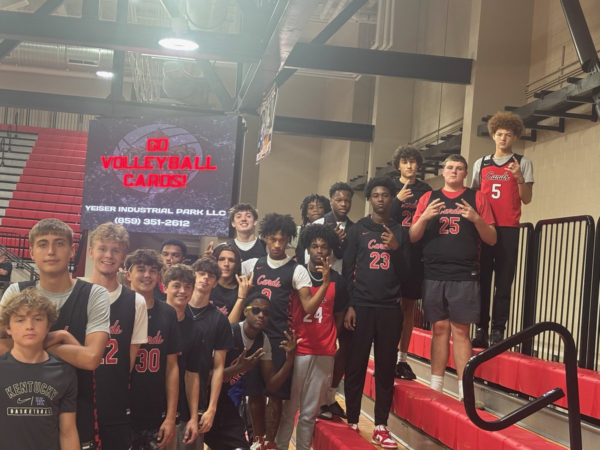 GRC Basketball showing up and cheering on GRC Volleyball tonight. 

Congratulations to our volleyball team on a big win over Montgomery County tonight!