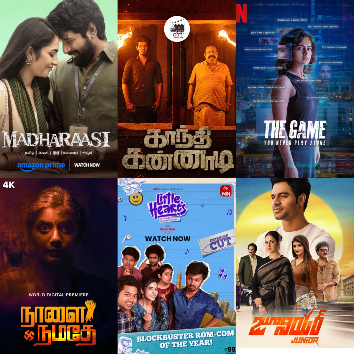 OTT_Trackers's tweet photo. 𝐓𝐡𝐢𝐬 𝐖𝐞𝐞𝐤 𝐎𝐓𝐓 𝐑𝐞𝐥𝐞𝐚𝐬𝐞 🤩🍿

𝐓𝐚𝐦𝐢𝐥  
#Madharaasi (Tamil, Tel, Mal, Kan, Hin) - Primevideo

#GandhiKannadi (Tamil) - Primevideo 

#TheGame: You Never Play Alone (Tamil,Tel, Mal, Kan, Hin) [Series] - Netflix

#Sshhhseason2 Ep3-4 (Tamil) - AhaTamil

#NaalaiNamadhe (Tamil) - AhaTamil 

𝐓𝐞𝐥𝐮𝐠𝐮 
 #LittleHearts (Telugu) - EtvWin 

#Junior (Telugu) - Primevideo & AhaVideo 

#HouseMates (Telugu Version) - Zee5

𝐌𝐚𝐥𝐚𝐲𝐚𝐥𝐚𝐦 
#MainePyaraKiya (Malayalam + Hindi) - Primevideo & SimplySouth 

#Sahasam (Malayalam + Tamil) - Sunnxt 

#Checkmate (Malayalam, Tamil, Tel, Hin) - Zee5

#OruVadakkanPranayaParvam (Malayalam) - ManoramaMax 

#Aalorukkam (Malayalam) - ManoramaMax 

𝐊𝐚𝐧𝐧𝐚𝐝𝐚 
#Junior (Kannada) - Nammaflix 

#Gowrishankara (Kannada) - Sunnxt 

𝐇𝐢𝐧𝐝𝐢 
#Sheelavathi : The Ghaati Queen (Hindi) - Primevideo 

#Annapoorani (Hindi Version) - JioHotstar

#BakasuraRestaurant (Hindi Version) - Primevideo 

𝐄𝐧𝐠𝐥𝐢𝐬𝐡 
#PlayDirty (English, Tamil, Tel, Mal, Kan, Hin) - Primevideo 

#Presence (English, Tamil, Tel, Hin) - LionsGatePlay 

#NightmaresOfNature (English) [Series] - Netflix 

#CaughtStealing (English) - Primevideo Rent 

#DowntonAbbey: The Grand Finale (English)  - Primevideo Rent 

#RabbitTrap (English) - Primevideo Rent 

#SpinalTap II: The End Continues (English) - Primevideo Rent 

#SuspendedTime (English) - Primevideo Rent 

#TinSoldier (English) - Primevideo Rent 

#TheToxicAvenger (English) - Primevideo Rent

#Monster : The Ed Gein Story (English) [Series] - Netflix 

#Steve (English) - Netflix 

#IF (English) - Netflix 
 
#Delirium (English) - Netflix 

#TheLostBus (English) - AppleTV+

#PrimitiveWar (English) - Primevideo Rent 

#Shell (English) - Primevideo Rent 

#TheThreesome (English) - Primevideo Rent 

V/H/S Halloween (English) - Shudder

#Werewolves (English) - Hulu 

#BringHerBack (English) - HBO Max 

Honey Don’t (English) - Peacock

𝐎𝐭𝐡𝐞𝐫 𝐋𝐚𝐧𝐠𝐮𝐚𝐠𝐞𝐬
#MissingKing (Japanese) [Series] - Netflix

#Genie : Make A Wish (Korean) - Netflix

#EjenAli : The Movie (Malaysian) - Netflix 

#RIV4LRIES (Italian) [Series] - Netflix

#WinxClub : The Magic is Back (Italian) - Netflix 

#TheNewForce (Swedish) [Series] - Netflix 

#OTT_Trackers