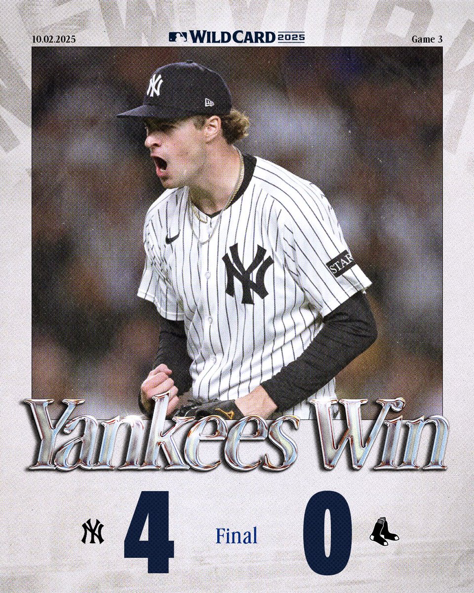 Jerryto94's tweet photo. 🚨 Los Yankees se convierten en el 1er equipo que remonta en una Serie de Wild Card.

Además lo hicieron v los Red Sox, a quienes lo le ganaban una serie de Postseason desde 2003.

En la Serie Divisional se enfrentan a Blue Jays https://t.co/Ou9TO7RI55