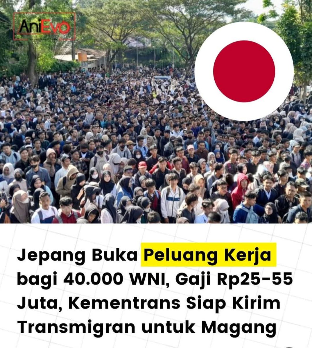 dagangku's tweet photo. Selain India , Indonesia juga mendapat jatah peluang kerja ke jepang 40 ribu WNI
info job kerja ke jepang dengan standar gaji 25-55jt/bulan
info https://t.co/008ZlyYAkl
wa 089628288227 https://t.co/7ohErlFBqt