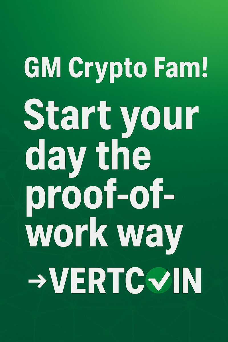 Zerry (@zerry_crypto) on Twitter photo GM GM Vertcoin is the coin that belongs to everyone.
Built by the people, for the people. No insiders, no shortcuts. Just fair mining + real decentralization 💚⛏️ GM GM Vertcoin is the coin that belongs to everyone.
Built by the people, for the people. No insiders, no shortcuts. Just fair mining + real decentralization 💚⛏️