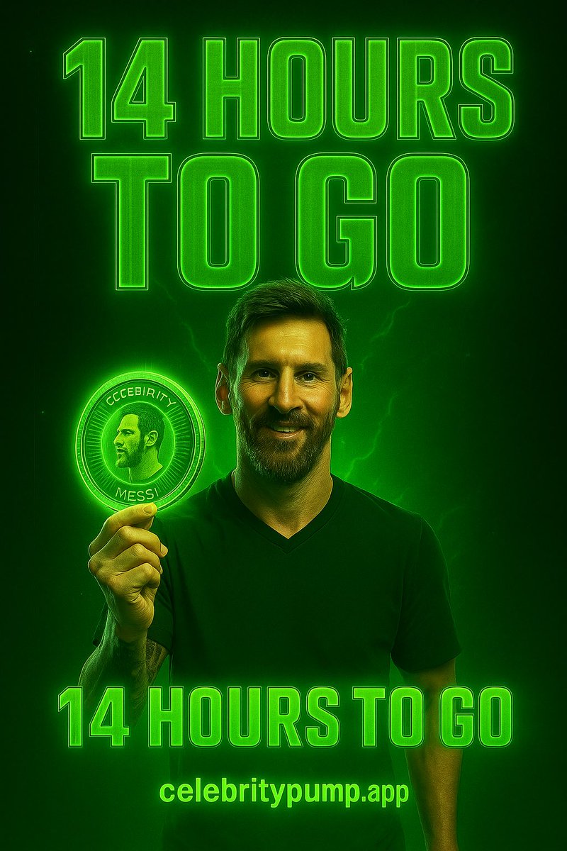 CelebrityPump's tweet photo. 🔥 The wait is almost over. In just 14 hours, the world will witness the rise of Messi’s token. 🚀💚

⚡ Power, passion, and the future of finance unite in one moment.
Don’t miss history being made!

👉 Join now: https://t.co/n9ktefAQkK

#Messi #Crypto #CelebrityPump #MessiCoin #ToTheMoon #NextLevel