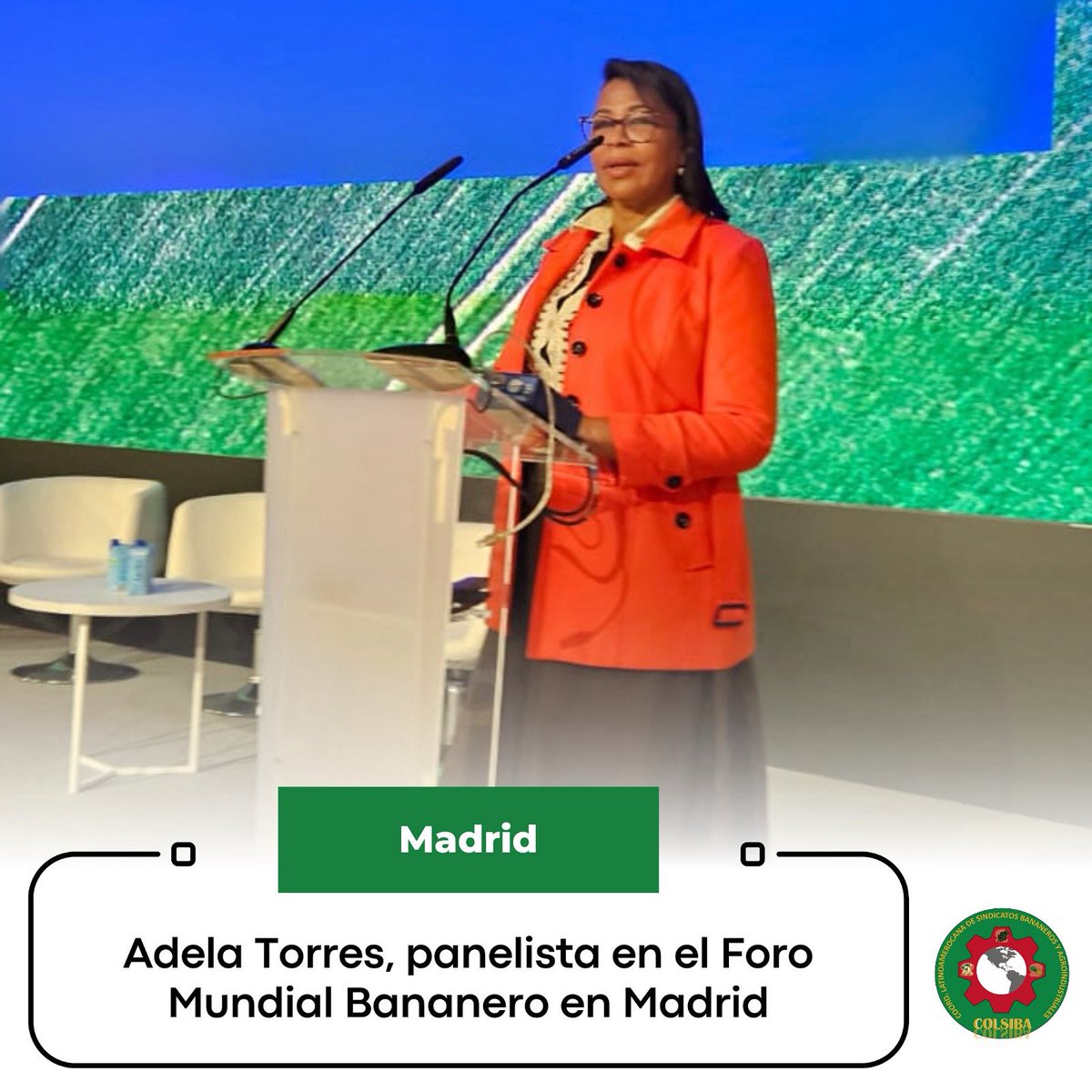 colsiba's tweet photo. 📢 En el tercer panel del Foro Mundial Bananero en #FruitAttraction2025 (Madrid), Colsiba participó como panelista con la intervención de nuestra coordinadora Adela Torres, destacando la sostenibilidad y la defensa de los derechos laborales en la cadena bananera. 🍌✨

#Banano https://t.co/s2s5B13inv
