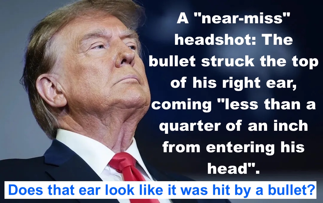2SC_Agent0037's tweet photo. Does it seem suspicious that Trumps shooter is not widely known and that Trumps ear seems to have magically healed after the PERFECT picture was taken because a world renowned photographer just happened to be in the perfect spot and the exact right time? https://t.co/W5BzKPOHCU
