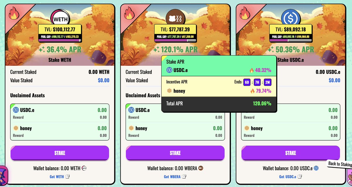 🔥 Uptober Heat: FALL Pools on Fire

 ↳WETH pool = CAPPED < 24H
 ↳WBERA already 2/3 full
 ↳USDC.e still open (but filling fast)

Stake now: app.jiko.finance/staking

Should we bring WETH back with a bigger cap? 🫣👀