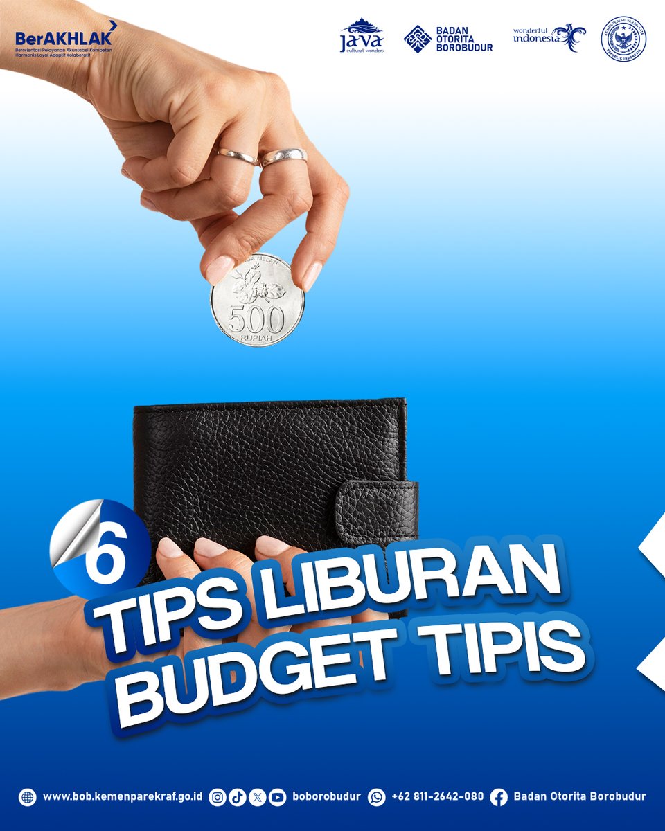 BOBorobudur's tweet photo. Siapa bilang liburan harus keluar banyak uang? โ๏ธโจ
Yuk simak tips liburan hemat tapi tetap seru.
Ingat, liburan itu soal momen, bukan soal mahalnya biaya.
#LiburanHemat
#BOBorobudur
#PesonaIndonesia
#Wonderfulindonesia
#DiIndonesiaAja
#BanggaBerwisataDiIndonesia https://t.co/ryn8JL2E0s