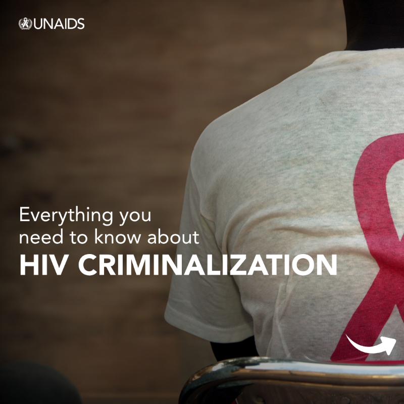 UNAIDS's tweet photo. HIV criminalization harms the HIV response. Fear of prosecution or punishment can stop people from getting tested or treated. Yet, these laws still exist around the world. 

👉 Swipe to learn more about HIV criminalization, and why it must end. 

https://t.co/2xuJRQt8Qn