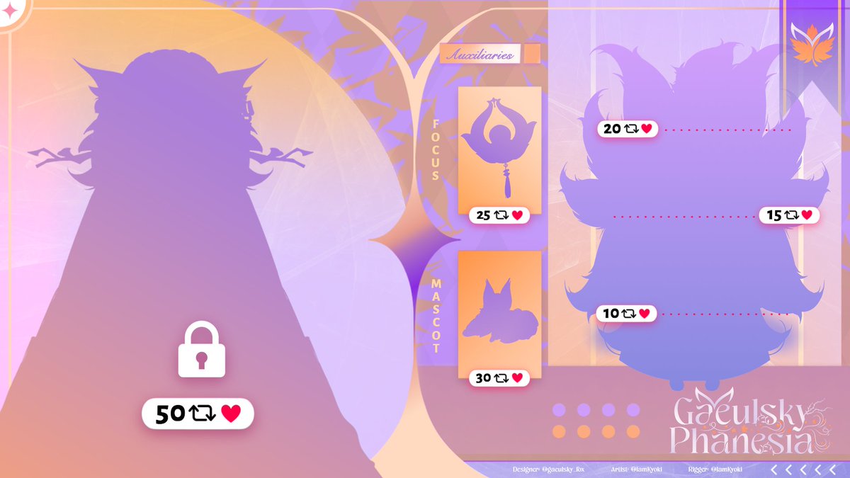 🍂☁️Gaeulsky’s full gumiho form is awakening! My VTuber model is here—unlock it with YOUR power! #GumihoVTuber #GaeulskyPhanesia 

Goals (Numbers will be likes and rts combined):
10 Likes/RTs = Shoes and Skirt Hem
15 Likes/RTs = Bottom half
20 Likes/RTs = Outfit
25 Likes/RTs =